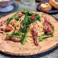 ちゃんねるゆみ's cooksnap of when they made 大人の味 ホタルイカと菜の花のパスタ.