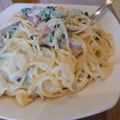 moomo23's cooksnap of when they made ほうれん草ベーコンきのこクリームパスタ.