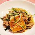 ずんださんちのネズミ's cooksnap of when they made 豚こま切れ肉と豆腐と水菜のだし醤油炒め.