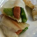 Ra16's cooksnap of when they made アスパラとウインナーの焼き春巻き.