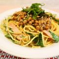 アイリッシュショコラ's cooksnap of when they made 一人ランチに＊納豆とたらこと水菜のパスタ.