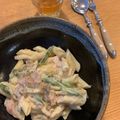 たみーさん☆'s cooksnap of when they made アスパラしめじベーコンクリームパスタ.