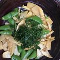 クックCZ4VE0☆'s cooksnap of when they made タケノコとスナップえんどうの炒め物.