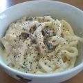 万歳食いしん坊's cooksnap of when they made ランチに簡単！うどんカルボナーラ.