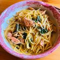 niccco's cooksnap of when they made ホウレンソウと鮭の和風パスタ.