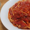 料理するおっさん's cooksnap of when they made アンチョビのトマトソーススパゲティ.