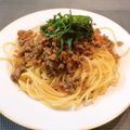 はーくんごーごー's cooksnap of when they made ごぼうとひき肉のピリ辛パスタ.