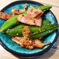 10りい's cooksnap of when they made スナップエンドウ＆ﾍﾞｰｺﾝの粒マス炒め.
