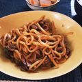 くーー〜's cooksnap of when they made 我が家のスタミナ☆ジンギスカンうどん.
