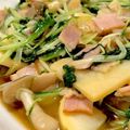 G☆Ponchi's cooksnap of when they made 水菜消費☆水菜とベーコンのオイスター炒め.
