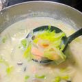 Risaru777's cooksnap of when they made 鮭と白菜の豆乳スープ♪.