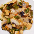クックPINOK0☆'s cooksnap of when they made 鶏肉と秋野菜の黒酢炒め.