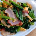 かぉP's cooksnap of when they made 小松菜とベーコンのふんわり卵炒め.