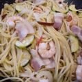 ACORN1208's cooksnap of when they made ベーコン、エビ、野菜の味噌クリームパスタ.