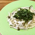 おはなすき's cooksnap of when they made 鶏ささみときのこのパスタ♪麺つゆバター味.