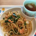 ビギナーTKK's cooksnap of when they made 鮭とほうれん草の和風パスタ♪.