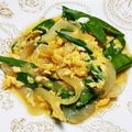 micchily's cooksnap of when they made さやえんどうと新玉ねぎの卵とじ♪.