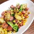 クックOQ9BY1☆'s cooksnap of when they made スパムで♪じゃが芋とアスパラのマヨ炒め.