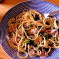 sakuradesu's cooksnap of when they made ほうれん草とベーコンとしめじのパスタ☆.