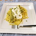 すぬ♥'s cooksnap of when they made ピスタチオとブッラータスパゲッティ.