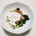 オリオバナ's cooksnap of when they made ほうれん草とウインナーのポーチドエッグ.