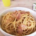 かぼす１２３'s cooksnap of when they made ベーコンエッグの♡和風MISOパスタ♡.
