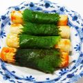 フリージア♬'s cooksnap of when they made 簡単☆餅入り焼竹輪の大葉巻き胡麻醤油かけ.
