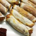 ijumama's cooksnap of when they made 簡単パリパリ餃子の皮ソーセージ♪.