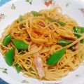 hanemakoo's cooksnap of when they made スナップエンドウの和風春パスタ.