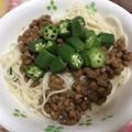 羊めぇめぇ's cooksnap of when they made 納豆おくらそうめん.