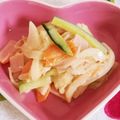 キャラにゃんこ's cooksnap of when they made 新玉ねぎと大根人参ハムのひらひらサラダ♪.