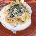 やまエミ's cooksnap of when they made 凄★サーモン＆ほうれん草のクリームパスタ.