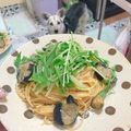 はいぢ☆'s cooksnap of when they made ＊ナスとベーコンと水菜の和風パスタ＊.