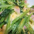 クックA4U5YO☆'s cooksnap of when they made 小松菜とベーコンのチーズ卵炒め.