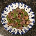 ざりがにサラダ's cooksnap of when they made スナップエンドウとクルミと牛肉の炒め物.
