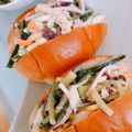 KAORULALA's cooksnap of when they made キャベツとハムきゅうりのからしマヨサンド.
