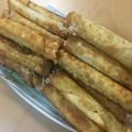 まゆのふ♬'s cooksnap of when they made 餃子の皮de☆チーズの魚肉ソーセージ巻き.
