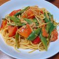 もちゅこ's cooksnap of when they made サヤエンドウとトマトのレモンパスタ.