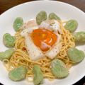 はかせ清's cooksnap of when they made 【糖質0麺】明太カルボナーラ風.