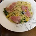 kiiiiika's cooksnap of when they made 生ハムとほうれん草のパスタ.