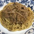 USACO66's cooksnap of when they made ツナと玉ねぎのにんにくしょうゆパスタ.