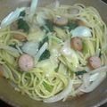 むらもも's cooksnap of when they made ランチに☆ほうれん草とハムの和風パスタ☆.