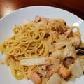 Tira005's cooksnap of when they made 簡単❤鮭と白菜のクリームパスタ❤.