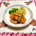 ネムサマ惑星's cooksnap of when they made 厚揚げとチーズの肉巻。手作り焼肉タレで.