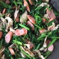 queers's cooksnap of when they made 舞茸とほうれん草とウィンナーのソテー♬.