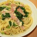 kuchibue's cooksnap of when they made 菜の花入りカルボナーラ.