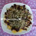Saretta's cooksnap of when they made めちゃ安簡単！もやしとネギのお好み焼き.