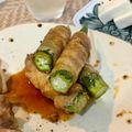 *nana*'s cooksnap of when they made ボリュームおかず☆オクラと大葉の豚肉巻.
