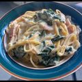 Kiwi♡'s cooksnap of when they made ほうれん草とベーコンの豆乳カルボナーラ.