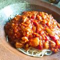 タナカ・カナコ's cooksnap of when they made 節約♪ムネ肉でミートソーススパゲティ.
